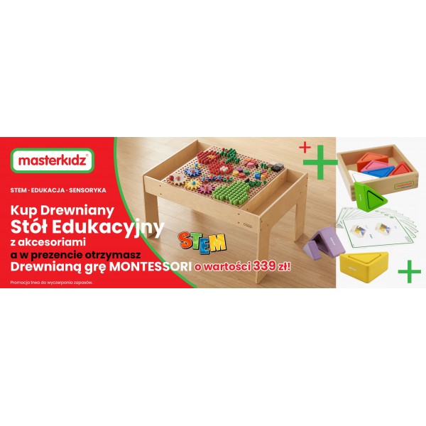 Drewniany Stół Edukacyjny +AKCESORIA STEM WALL MASTERKIDZ 